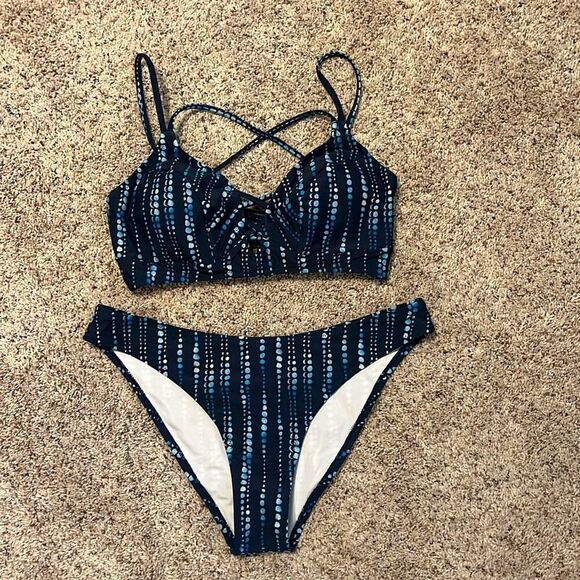 NWT Cupshe Navy Blue Dream Space 2 Piece Bikini Large - Picture 2 of 13
